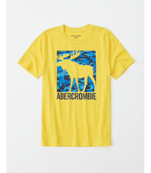 Abercrombie Yellow Deer Print Graphic Tee